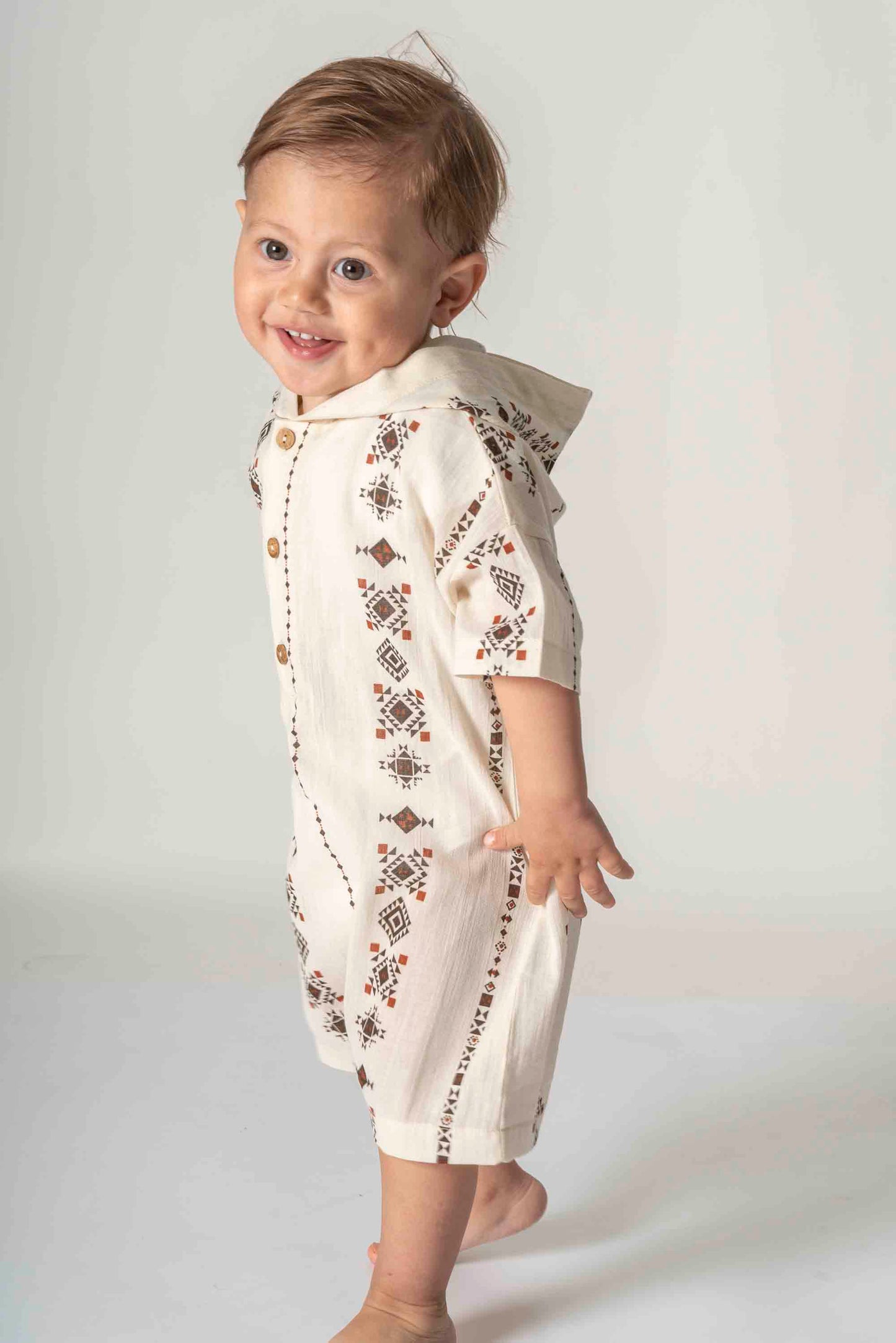 ORGANİK Yazlık Kahve Kapüşonlu Şort Tulum (6'lı Seri)