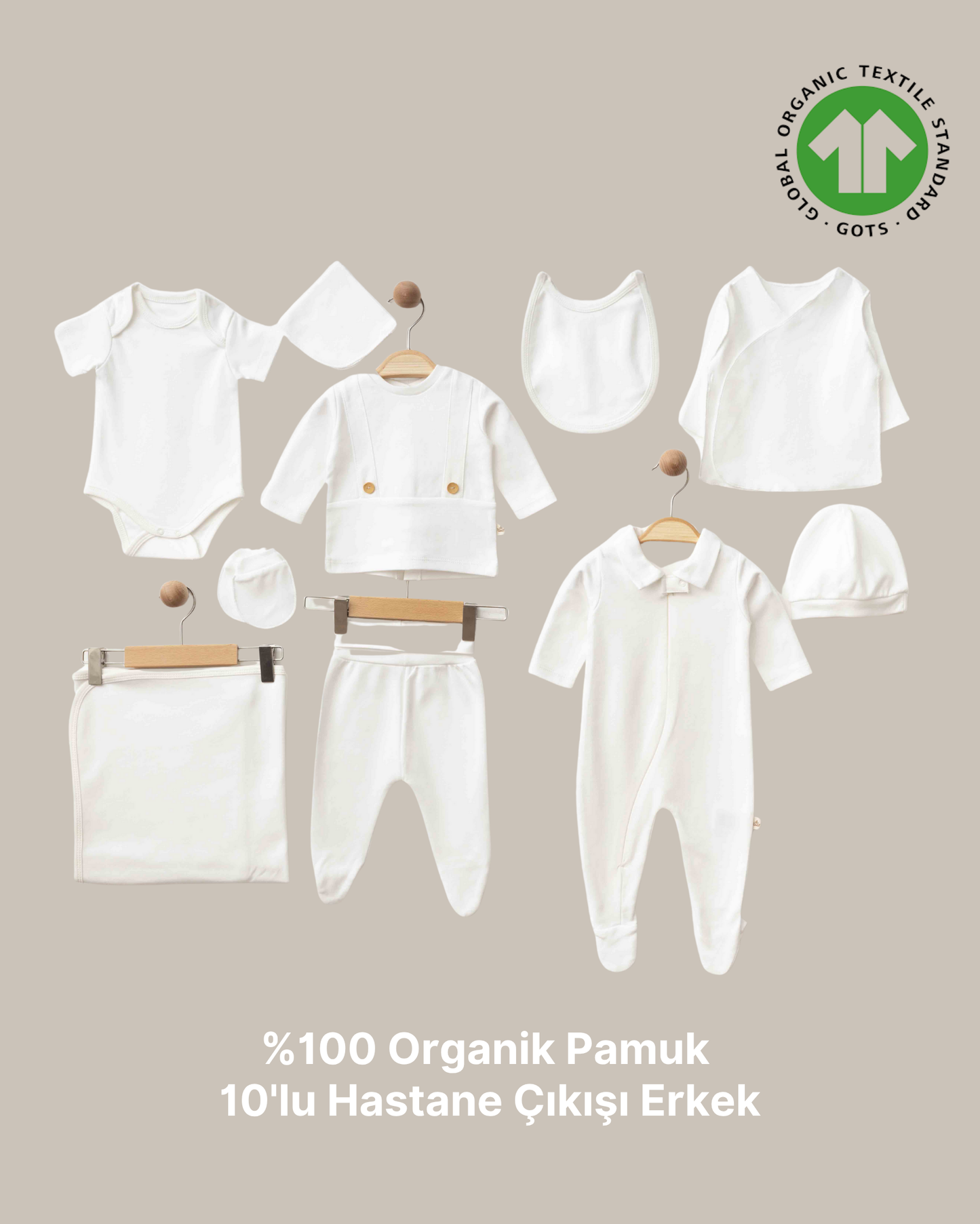 %100 Organik Pamuk  10'lu Hastane Çıkışı Erkek