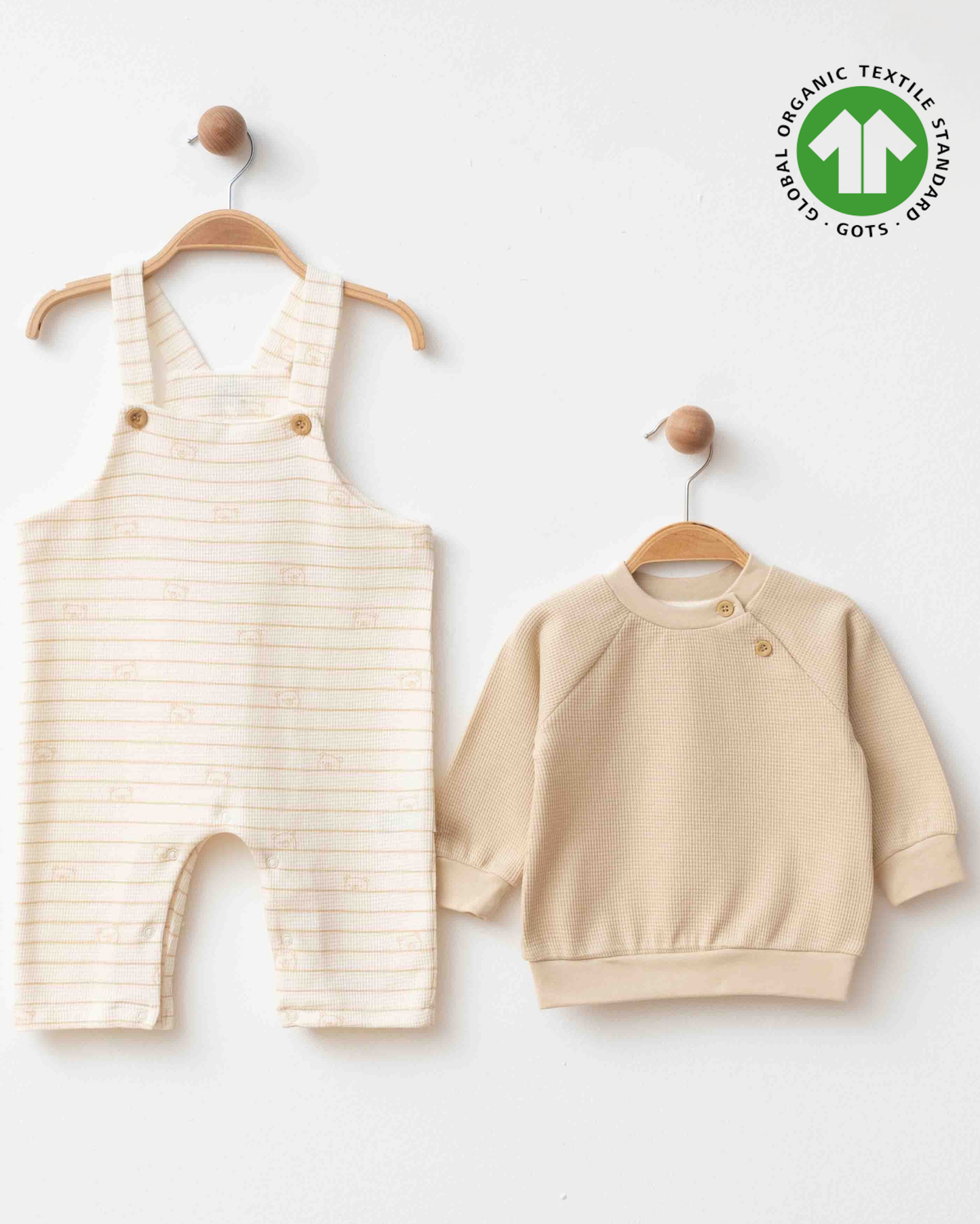 %100 Organik Pamuk Salopet ve Sweatshirt Takım (6'lı Seri)