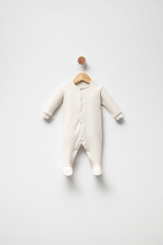 Jumpsuit mit Druckknopf vorne Hellbeige