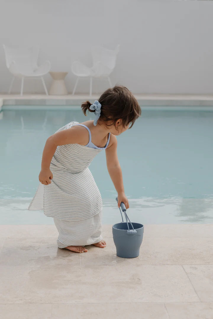 Mavi Çizgili 2 Katlı Müslin Battaniye 70*80cm