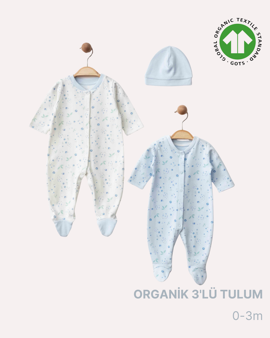 ORGANİK Mavi Beyaz 3'lü Hastane Çıkışı (2'li Seri)