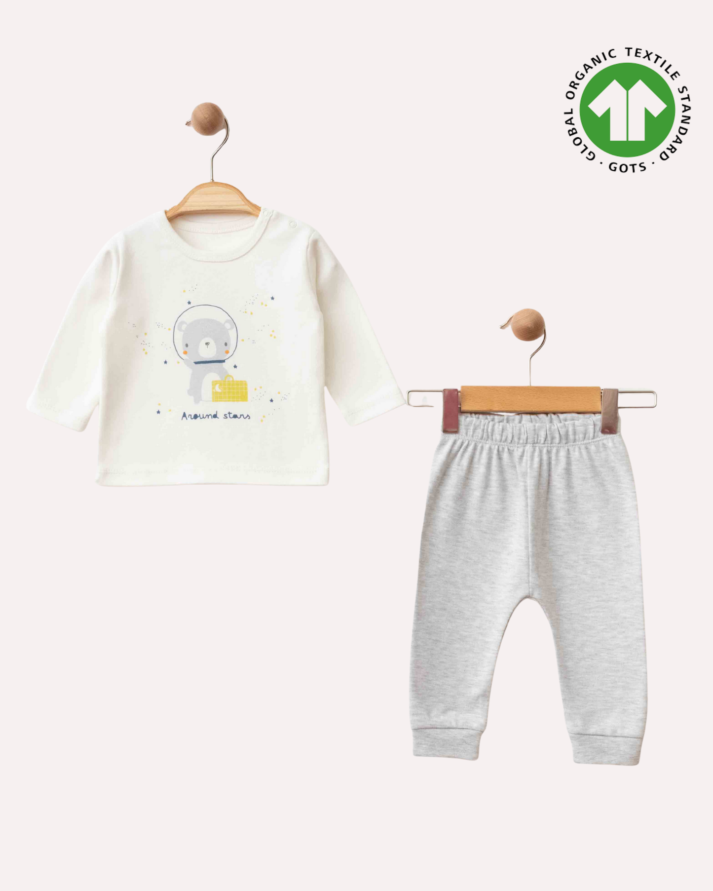 ORGANİK Fıstık Yeşili Kapüşonlu 3'lü Takım (4'lü Seri)