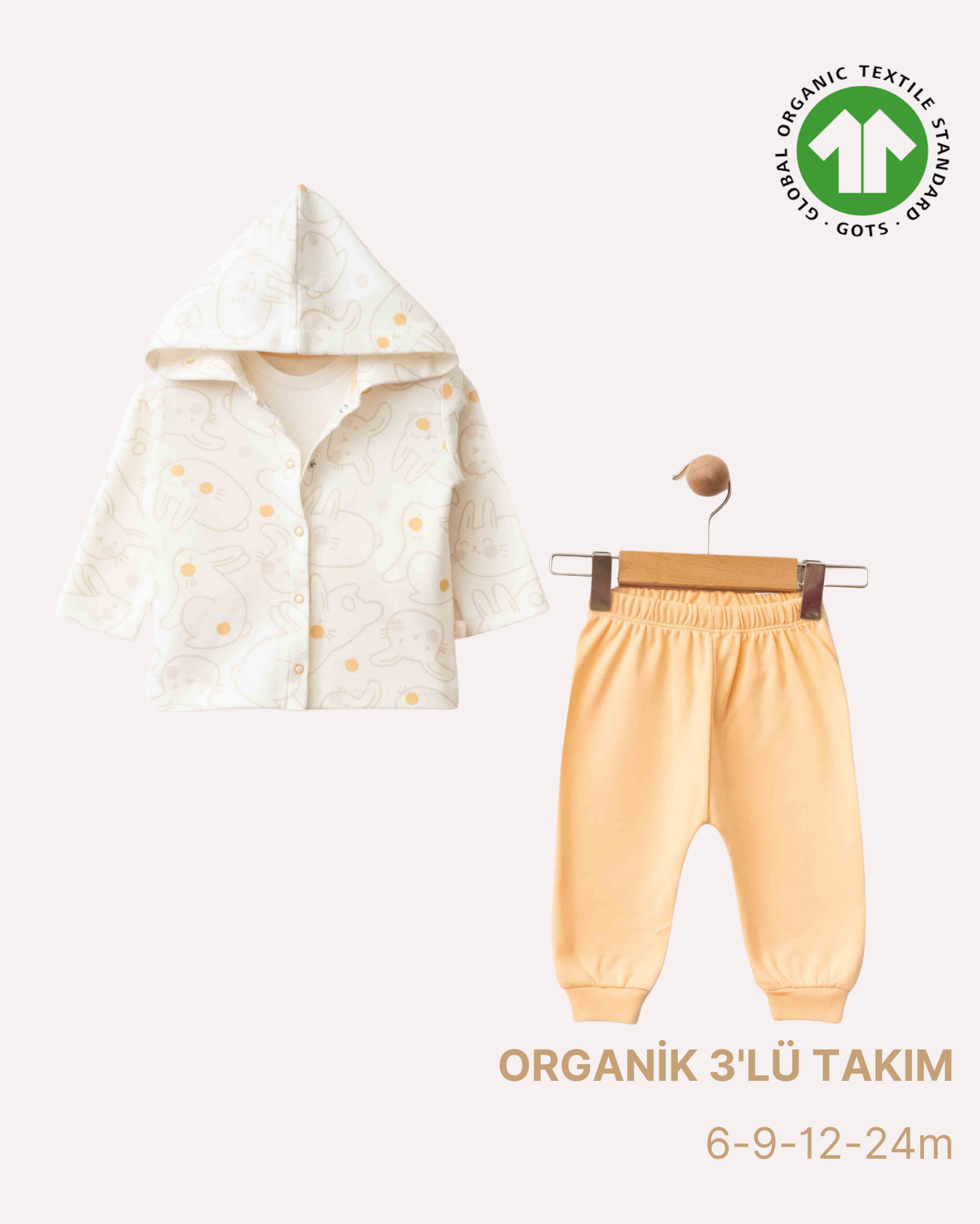 ORGANİK Tavşanlı Kapüşonlu 3'lü Takım (4'lü Seri)
