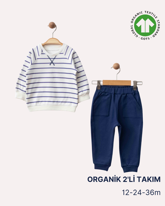 ORGANİK Lacivert Çizgili 2'li Takım (3'lü Seri)