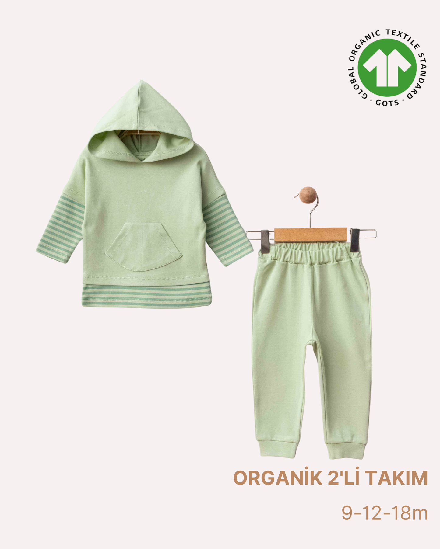 ORGANİK Yeşil Kapüşonlu 2'li Takım (3'lü Seri)