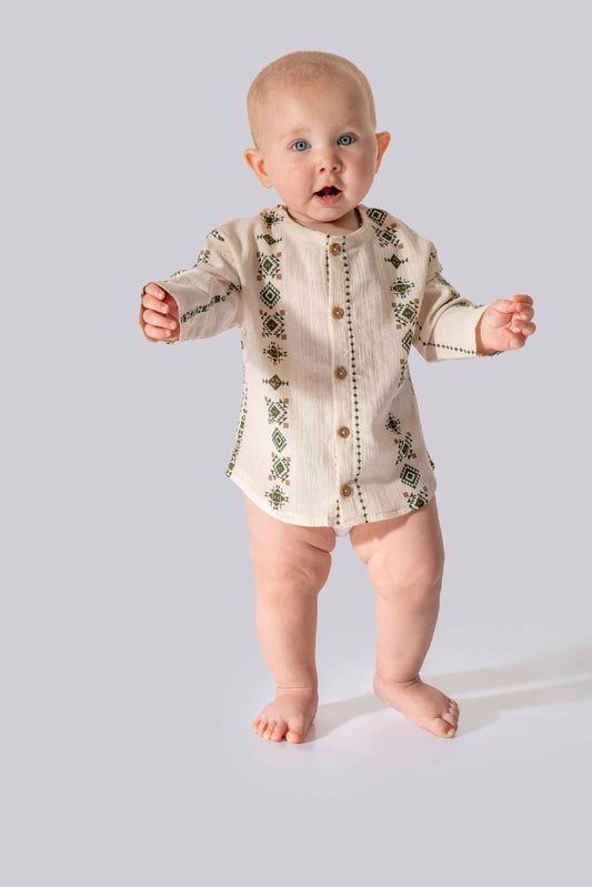 ORGANİK Düğmeli Yeşil Gömlek (6'lı Seri)