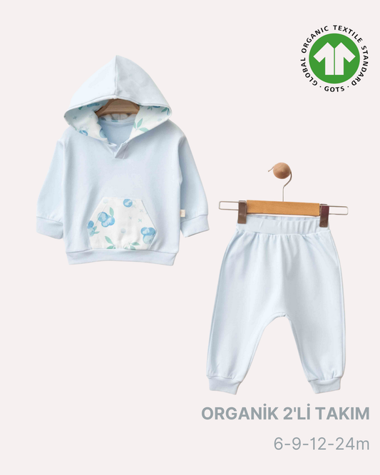 ORGANİK Mavi Kapüşonlu 2'li Takım (4'lü Seri)