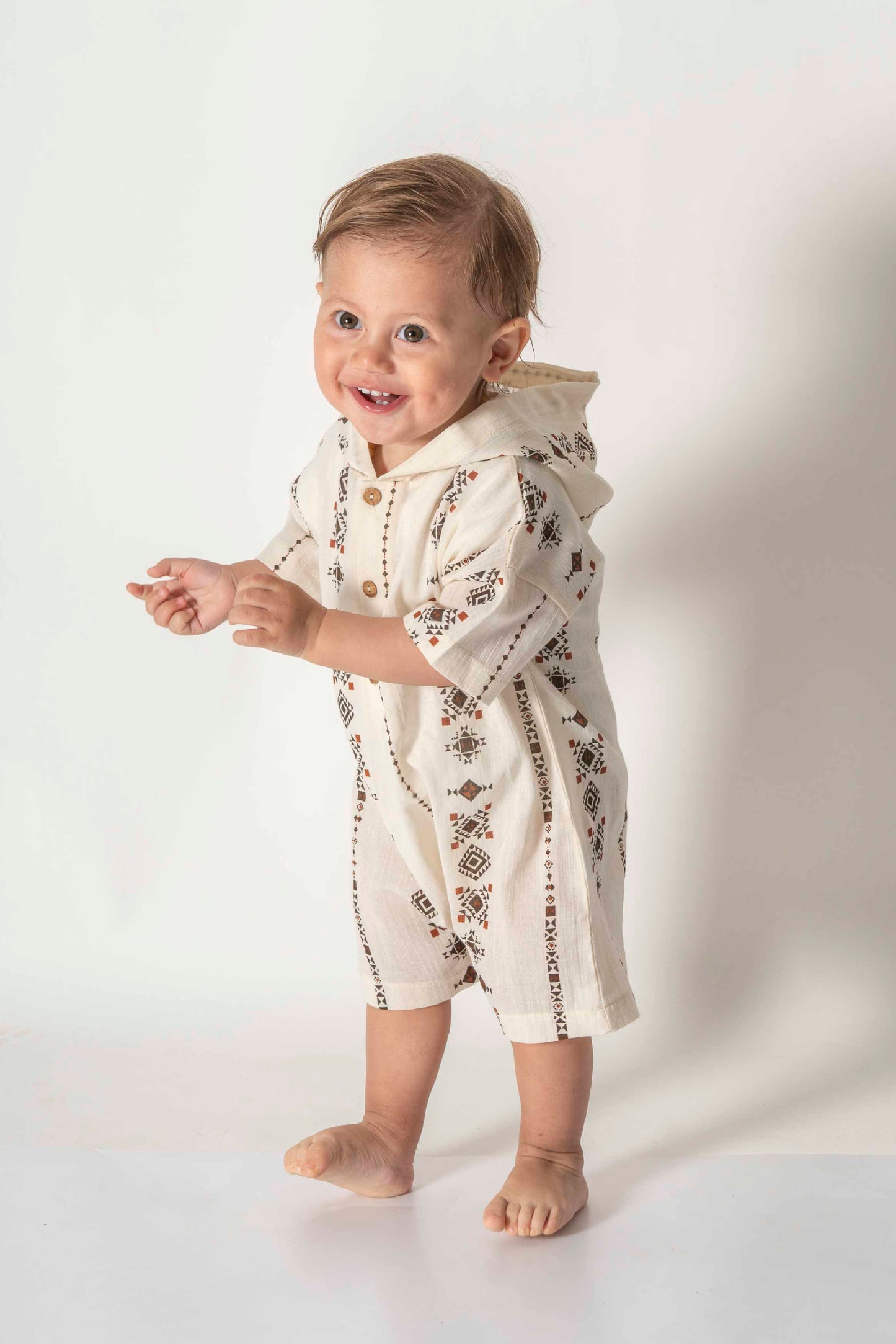 ORGANİK Yazlık Kahve Kapüşonlu Şort Tulum (6'lı Seri)