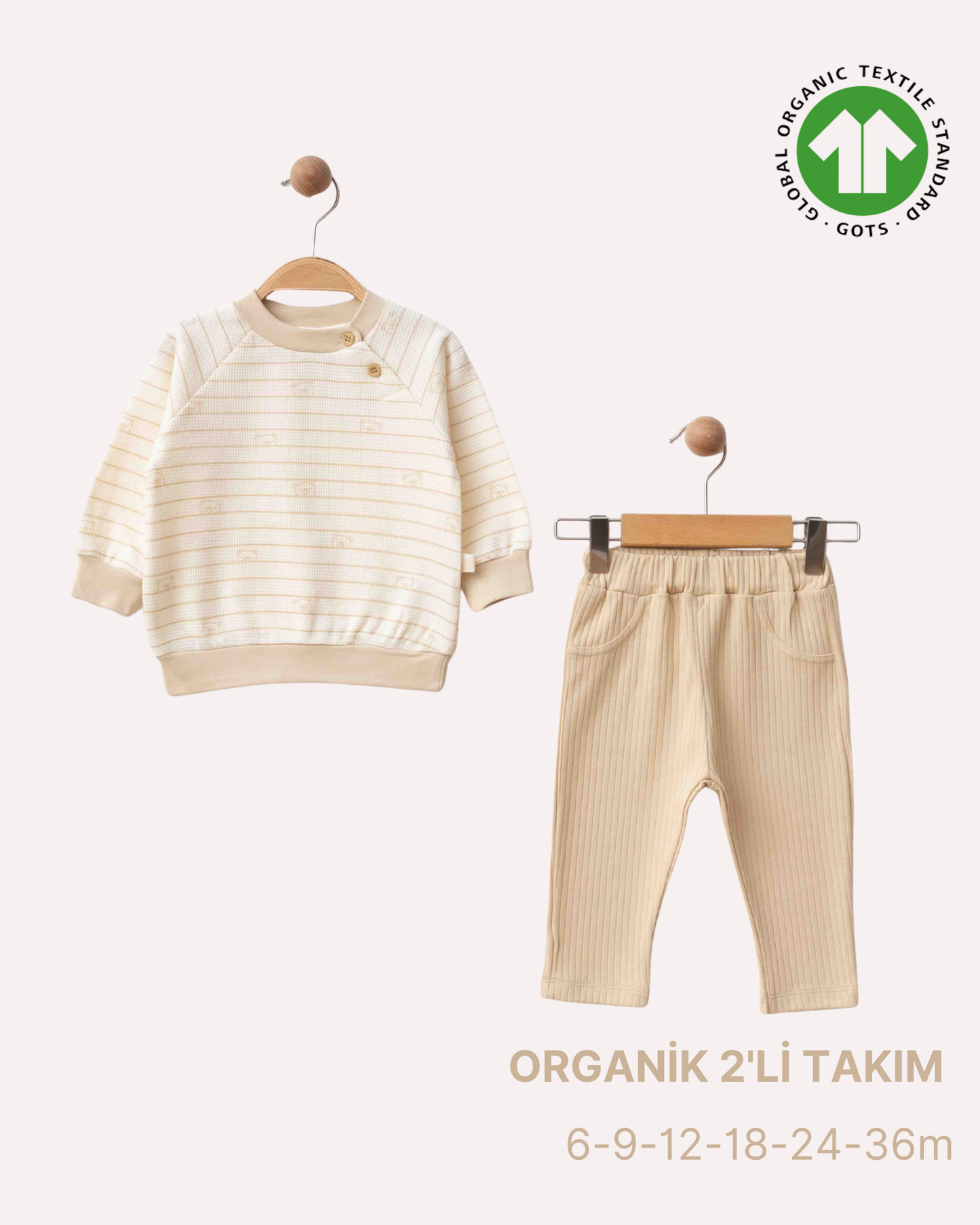 ORGANİK Çizgili 2'li Krem Takım (6'lı Seri)