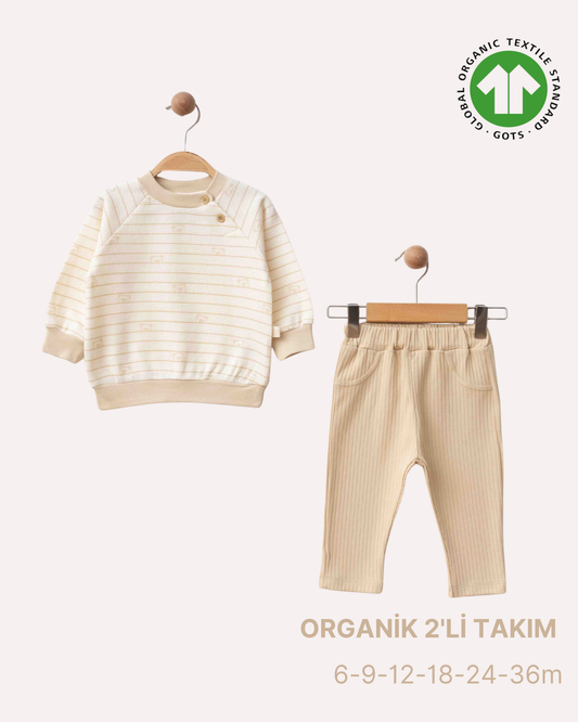 ORGANİK Çizgili 2'li Krem Takım (6'lı Seri)