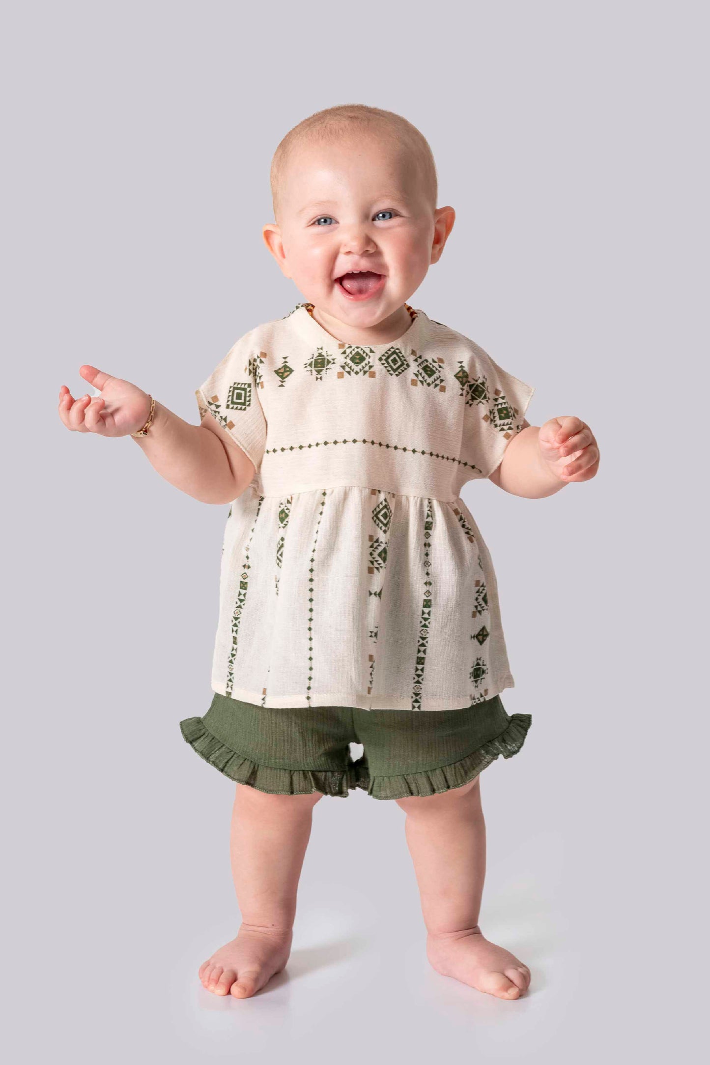 ORGANİK Yazlık Yeşil Şort Tulum (6'lı Seri)