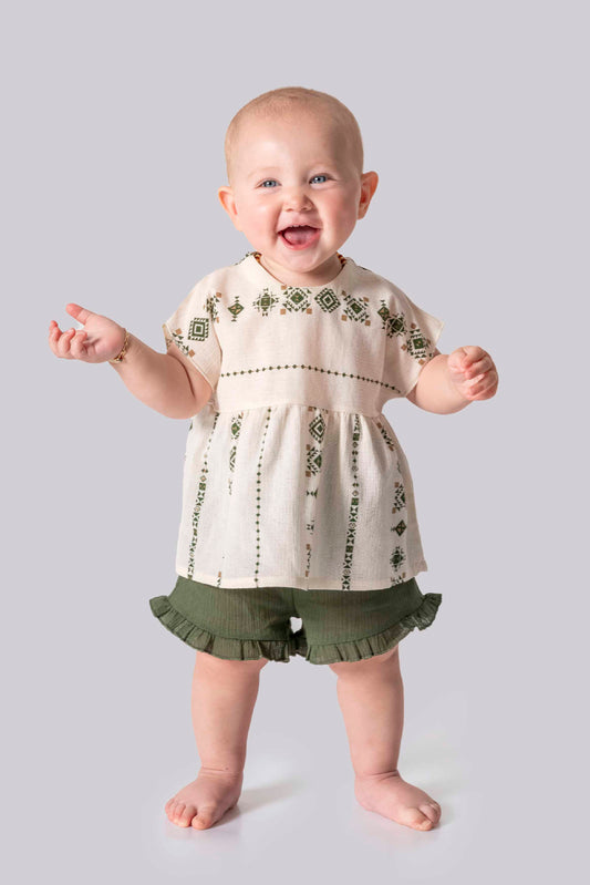 ORGANİK Yazlık Yeşil Şort Tulum (6'lı Seri)