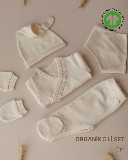 ORGANİK Boyasız Dantelli 5'li Hastane Çıkışı