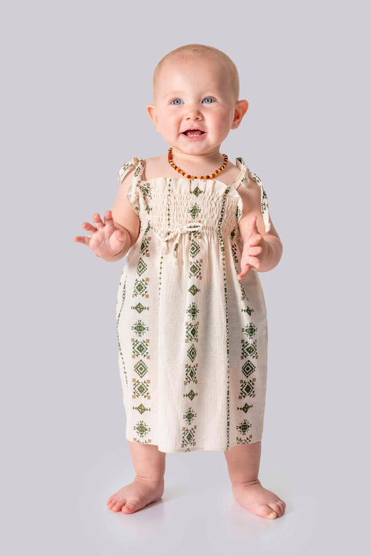 ORGANİK Yazlık Yeşil Elbise (6'lı Seri)