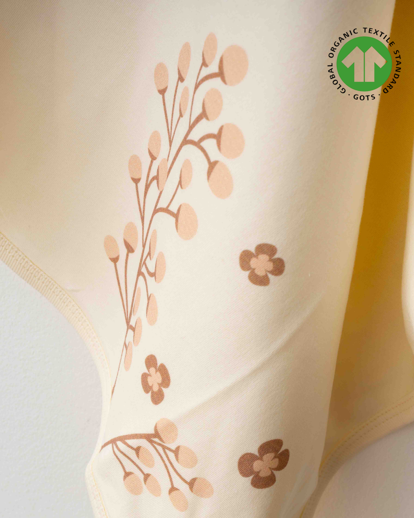 ORGANİK Bej Çiçekli Battaniye