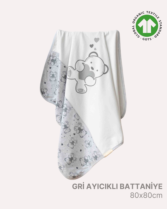 ORGANİK Gri Ayıcıklı Battaniye