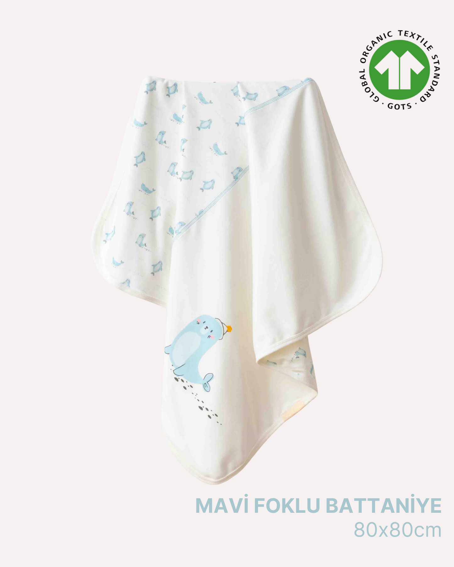ORGANİK Mavi Foklu Battaniye