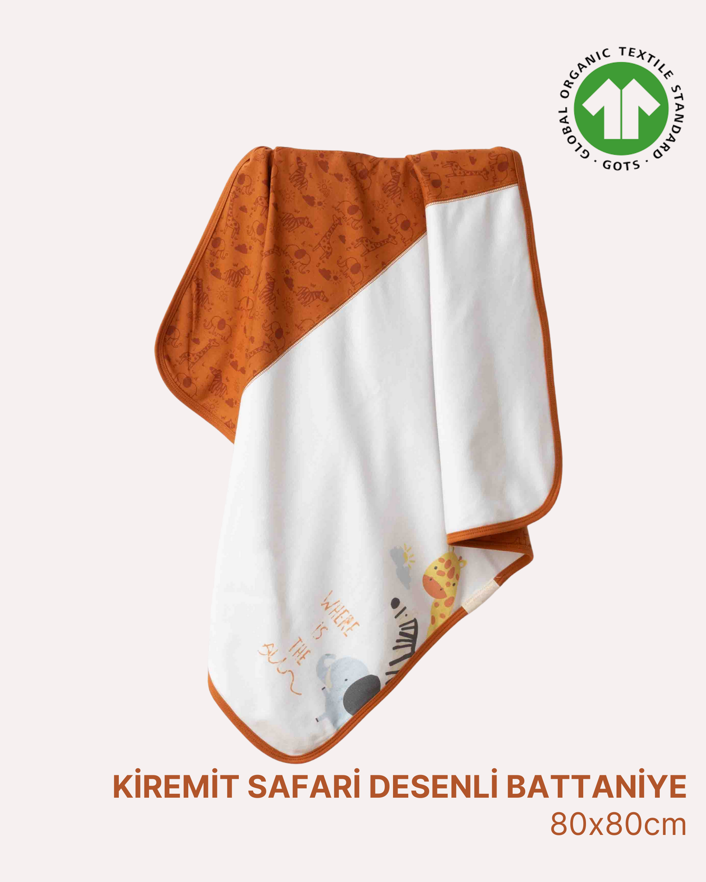 ORGANİK Kiremit Safari Desenli Battaniye