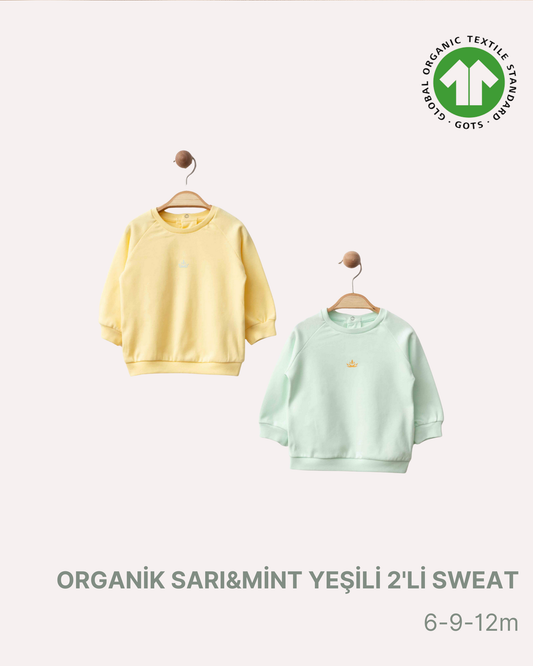 ORGANİK Sarı ve Mint Yeşili 2'li Sweat (3'lü Seri)