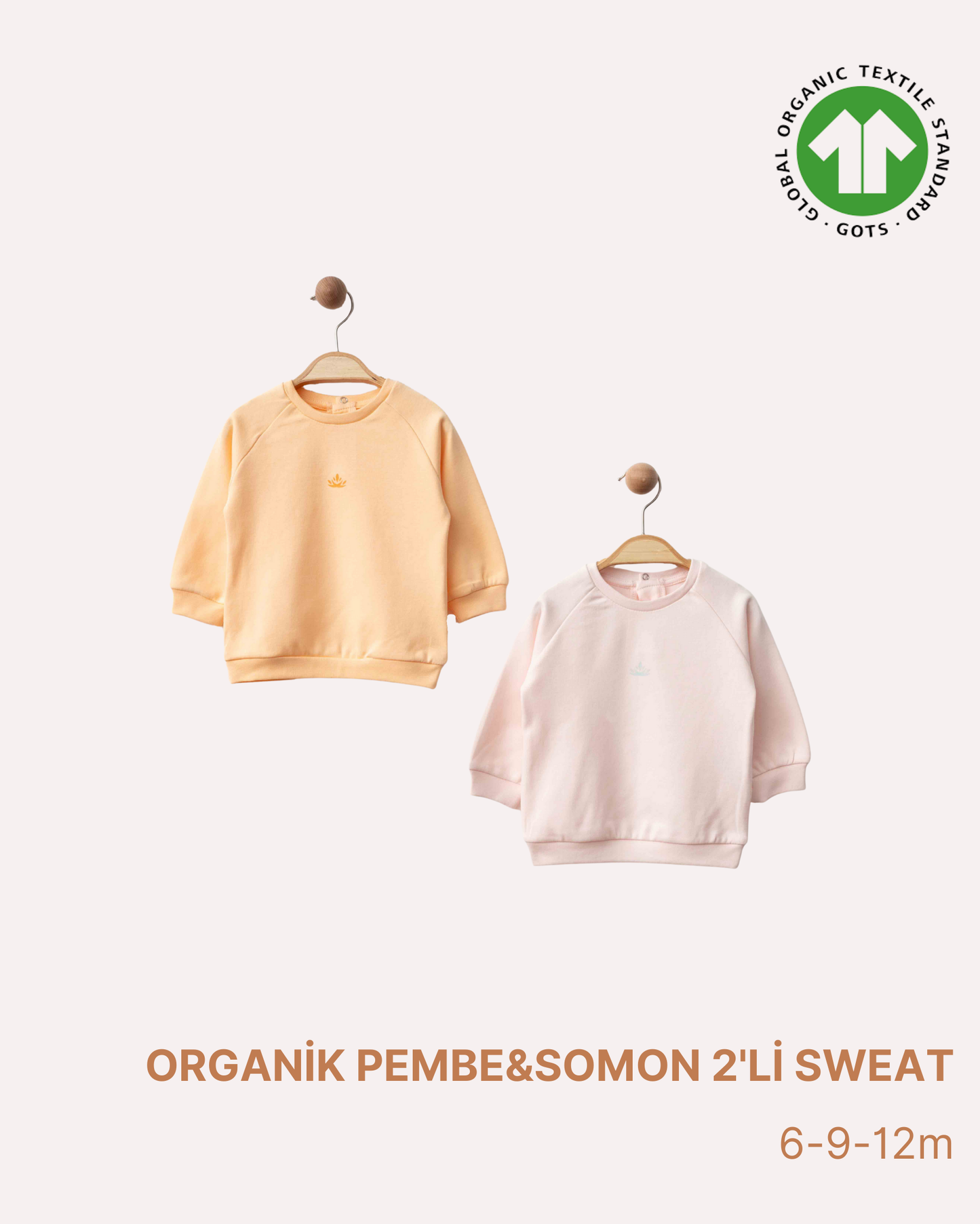 ORGANİK Pembe ve Somon 2'li Sweat (3'lü Seri)