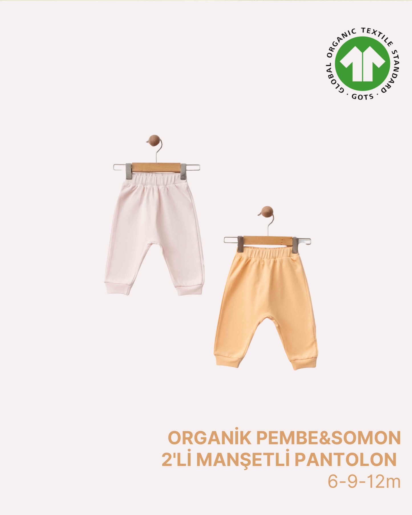 ORGANİK Pembe ve Somon 2'li Manşetli Pantolon (3'lü Seri)