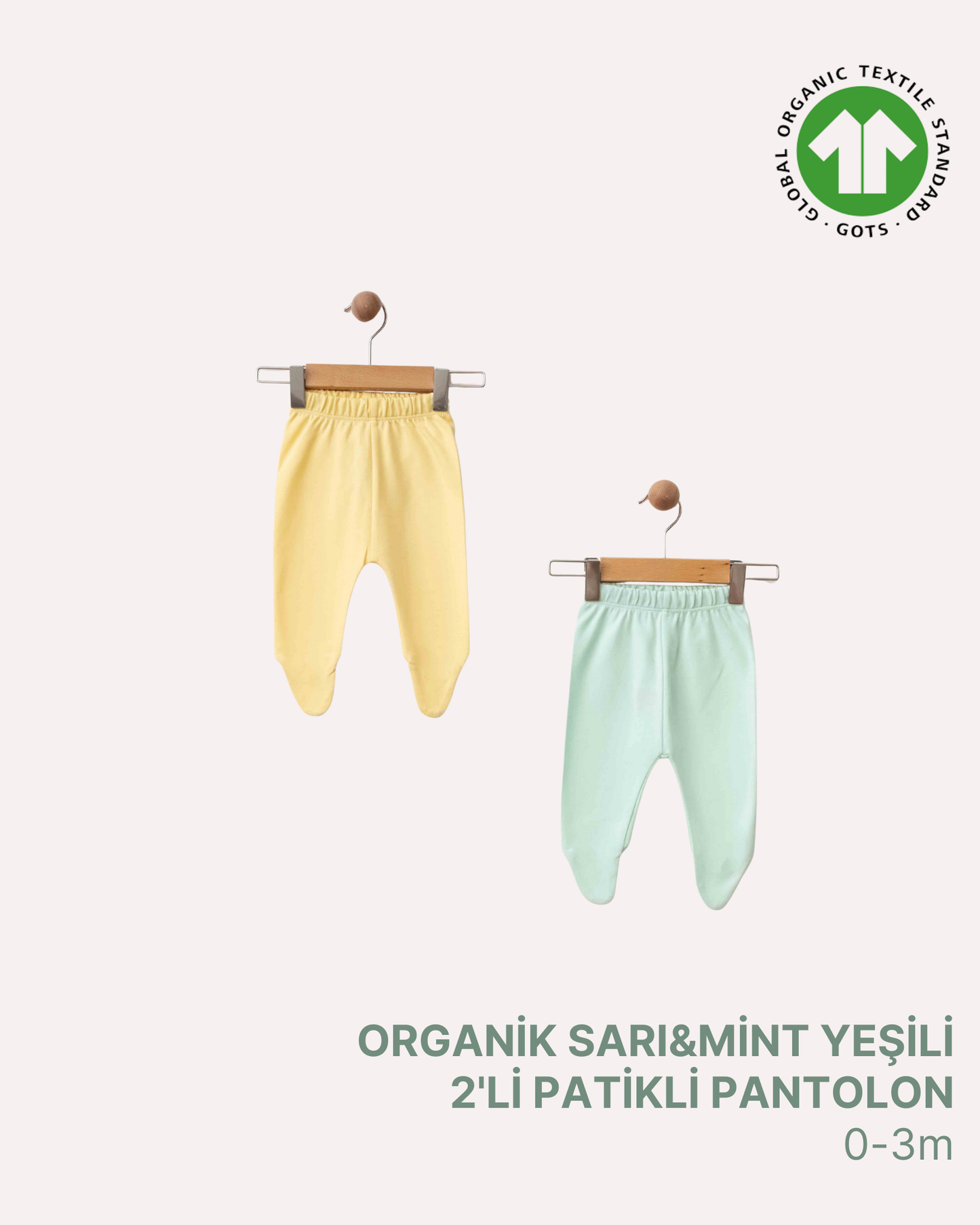 ORGANİK Sarı ve Mint Yeşili 2'li Patikli Pantolon (2'li Seri)
