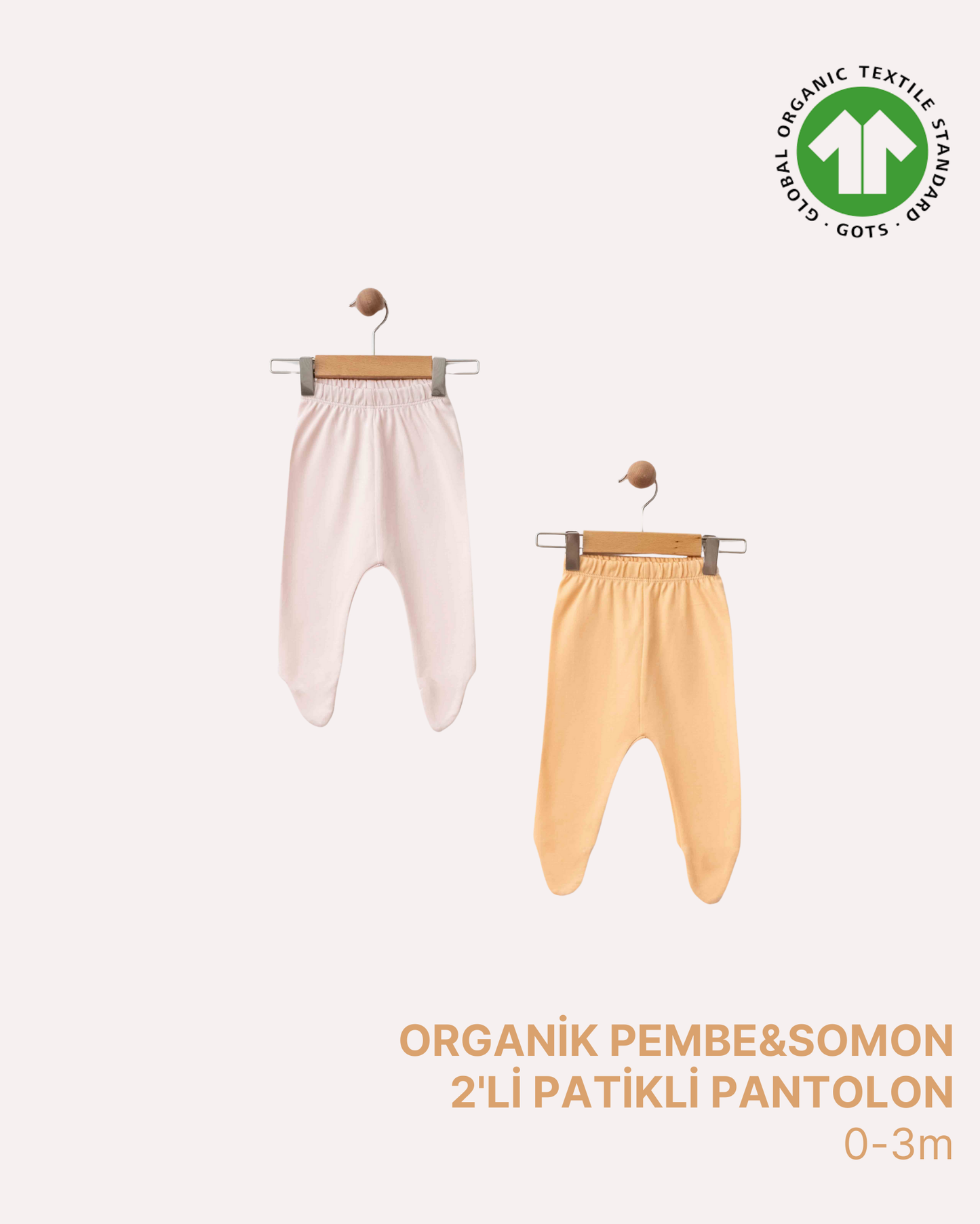 ORGANİK Pembe ve Somon 2'li Patikli Pantolon (2'li Seri)