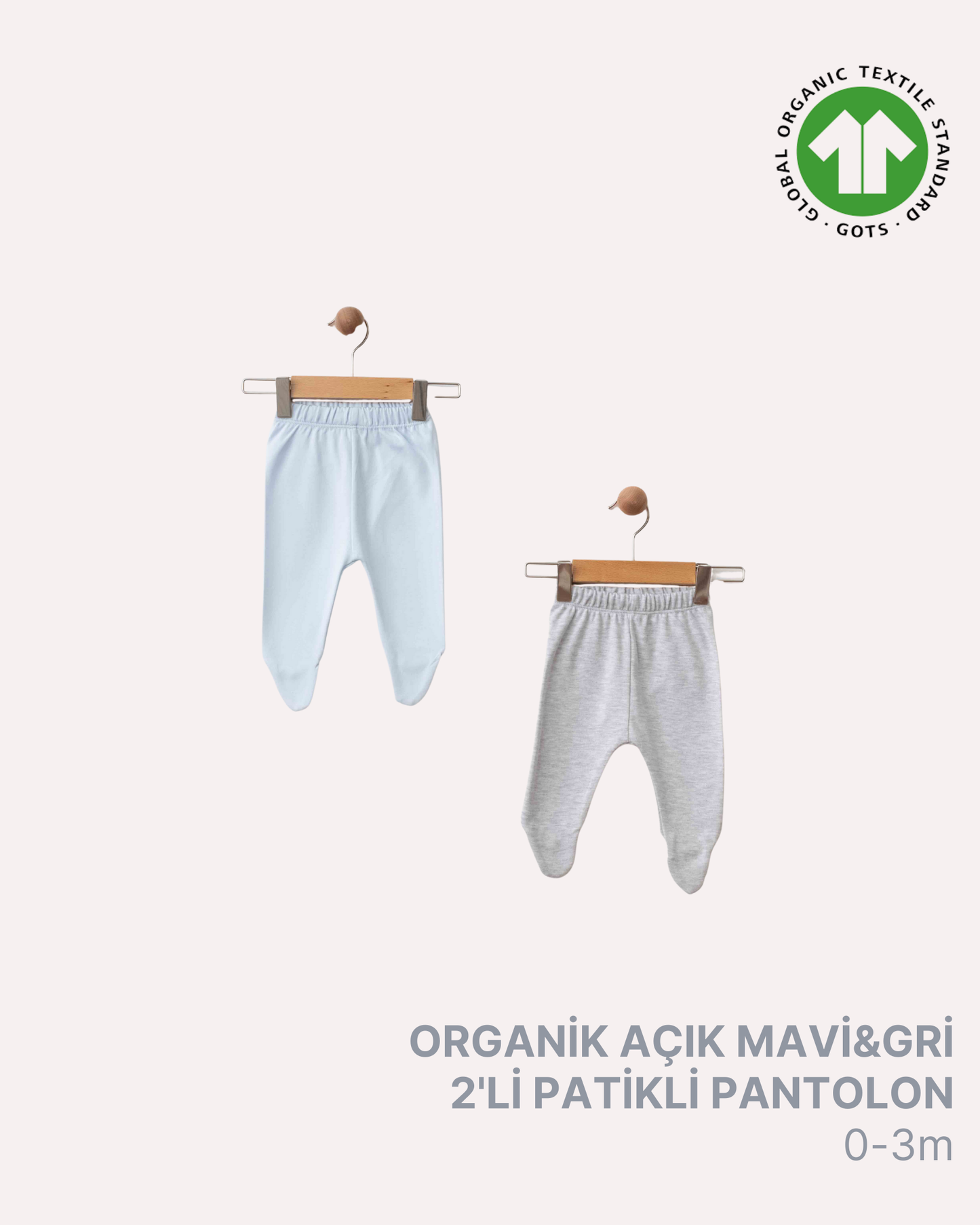 ORGANİK Açık Mavi ve Gri 2'li Patikli Pantolon (2'li Seri)
