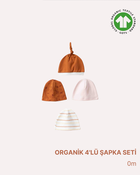 ORGANİK Renkli 4'lü Şapka Seti