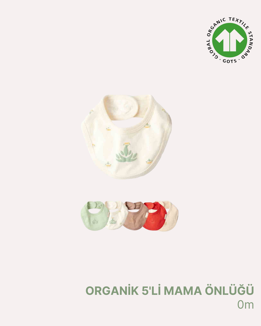 ORGANİK Renkli Mama Önlüğü (5'li Paket)