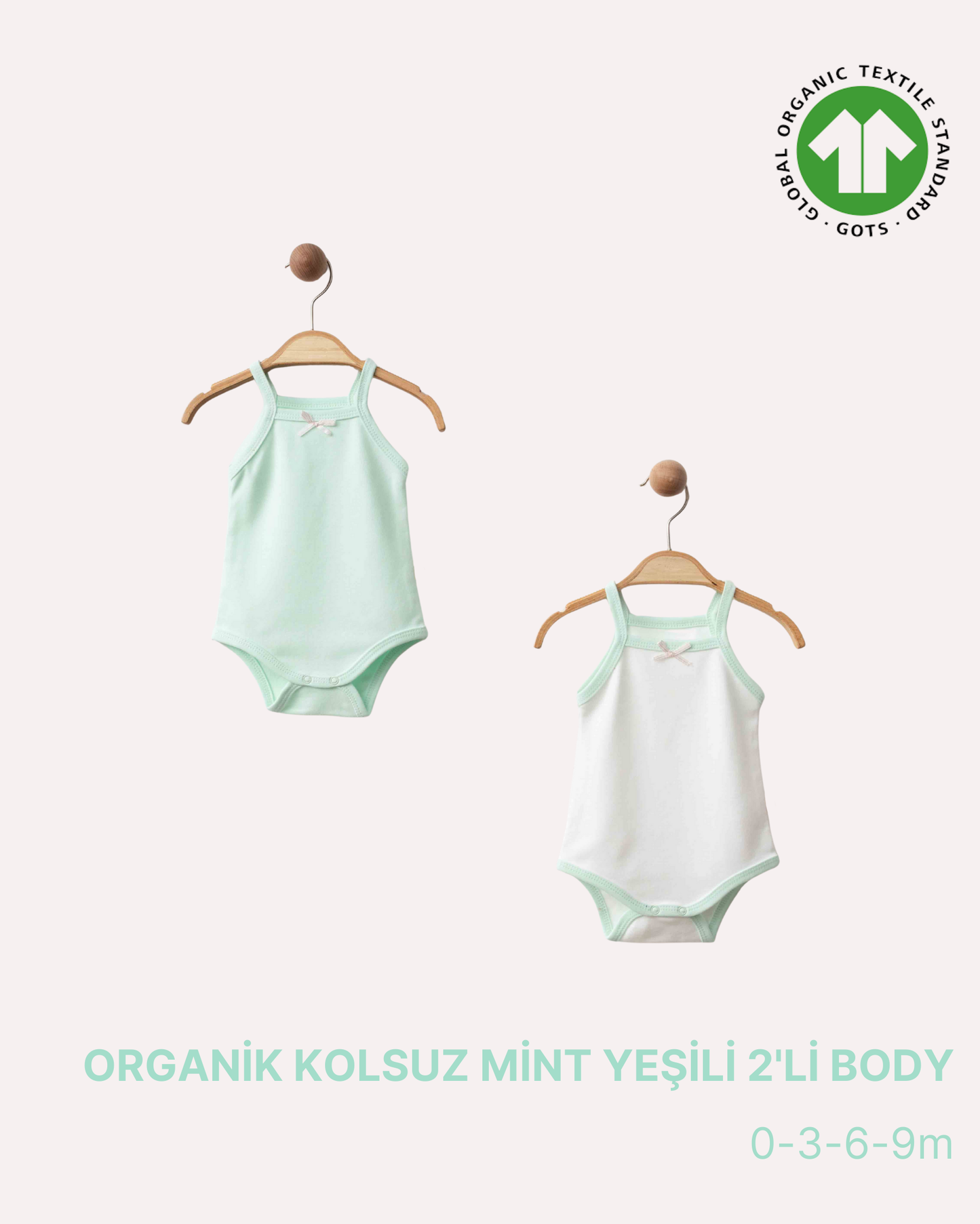 ORGANİK Askılı Mint Yeşili 2'li Body (4'lü Seri)