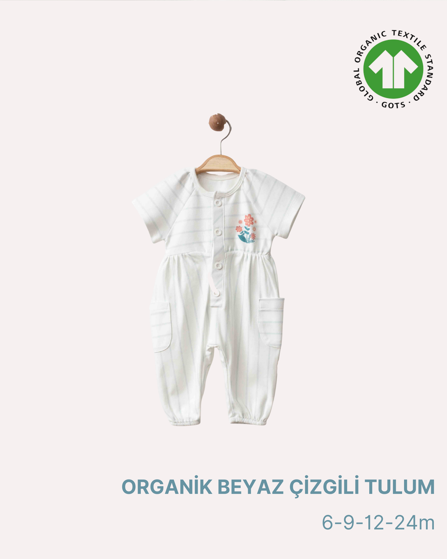 ORGANİK Kısa Kollu Çizgili Tulum (4'lü Seri)