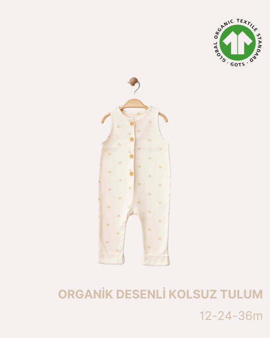 ORGANİK Desenli Kolsuz Tulum (3'lü Seri)