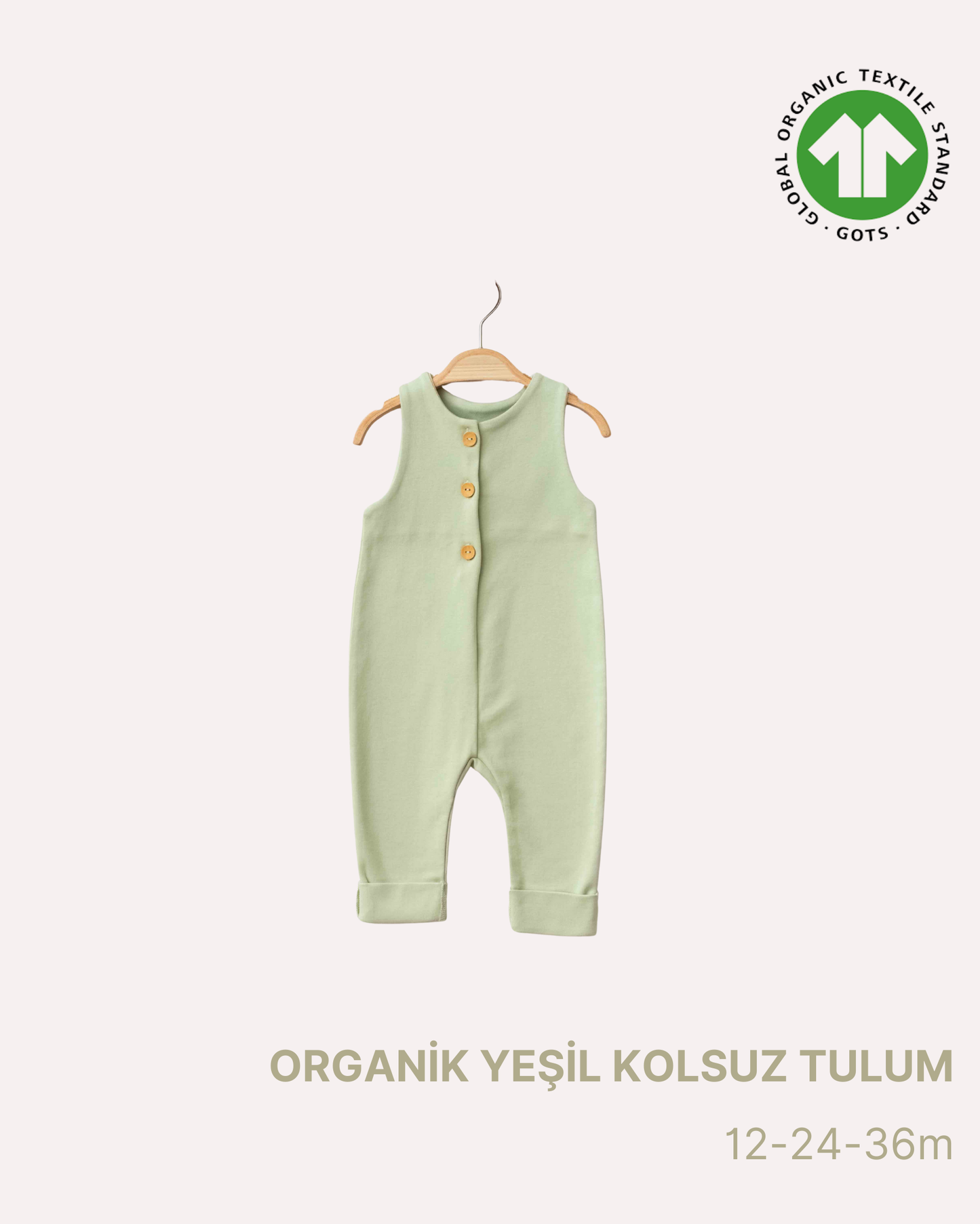 ORGANİK Yeşil Kolsuz Tulum (3'lü Seri)