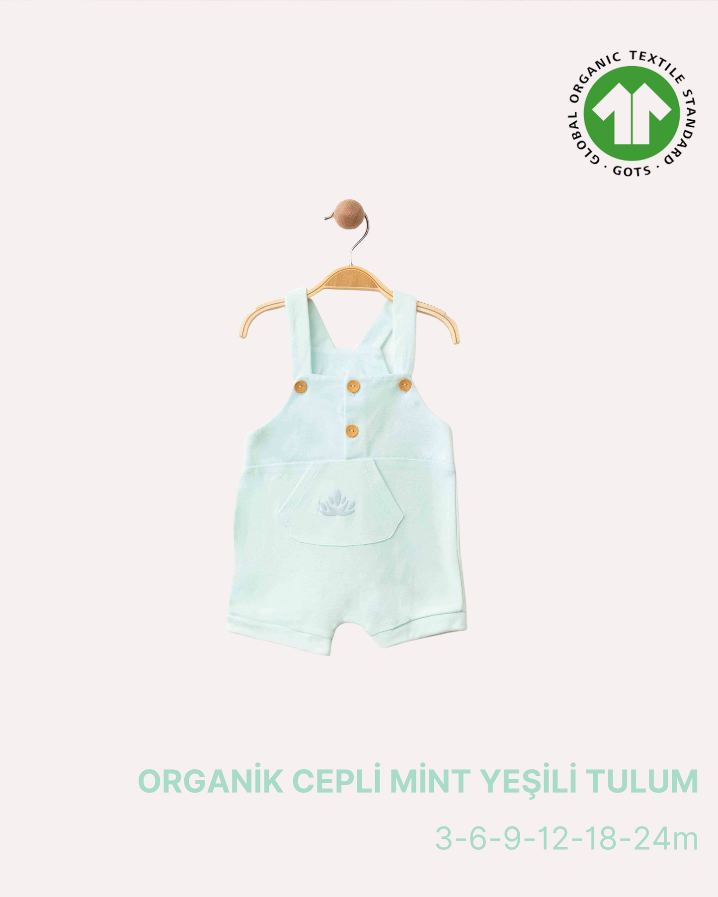 ORGANİK Cepli Mint Yeşili Tulum (6'lı Seri)