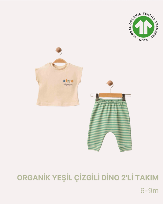 ORGANİK Yeşil Çizgili Dino 2'li Takım (2'li Seri)