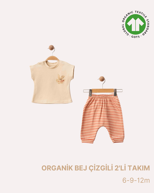 ORGANİK Bej Çizgili 2'li Takım (3'lü Seri)