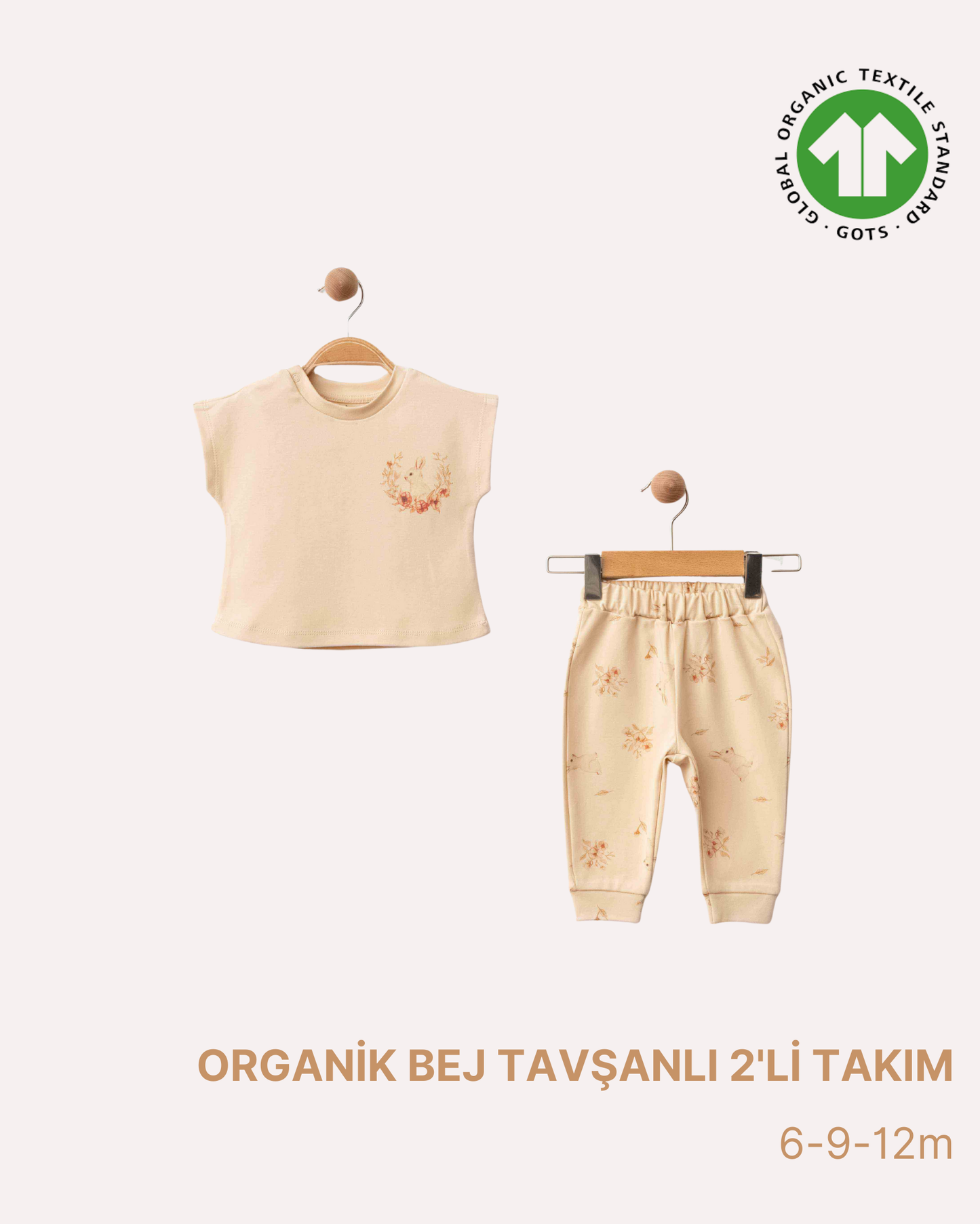 ORGANİK Bej Tavşanlı 2'li Takım (3'lü Seri)