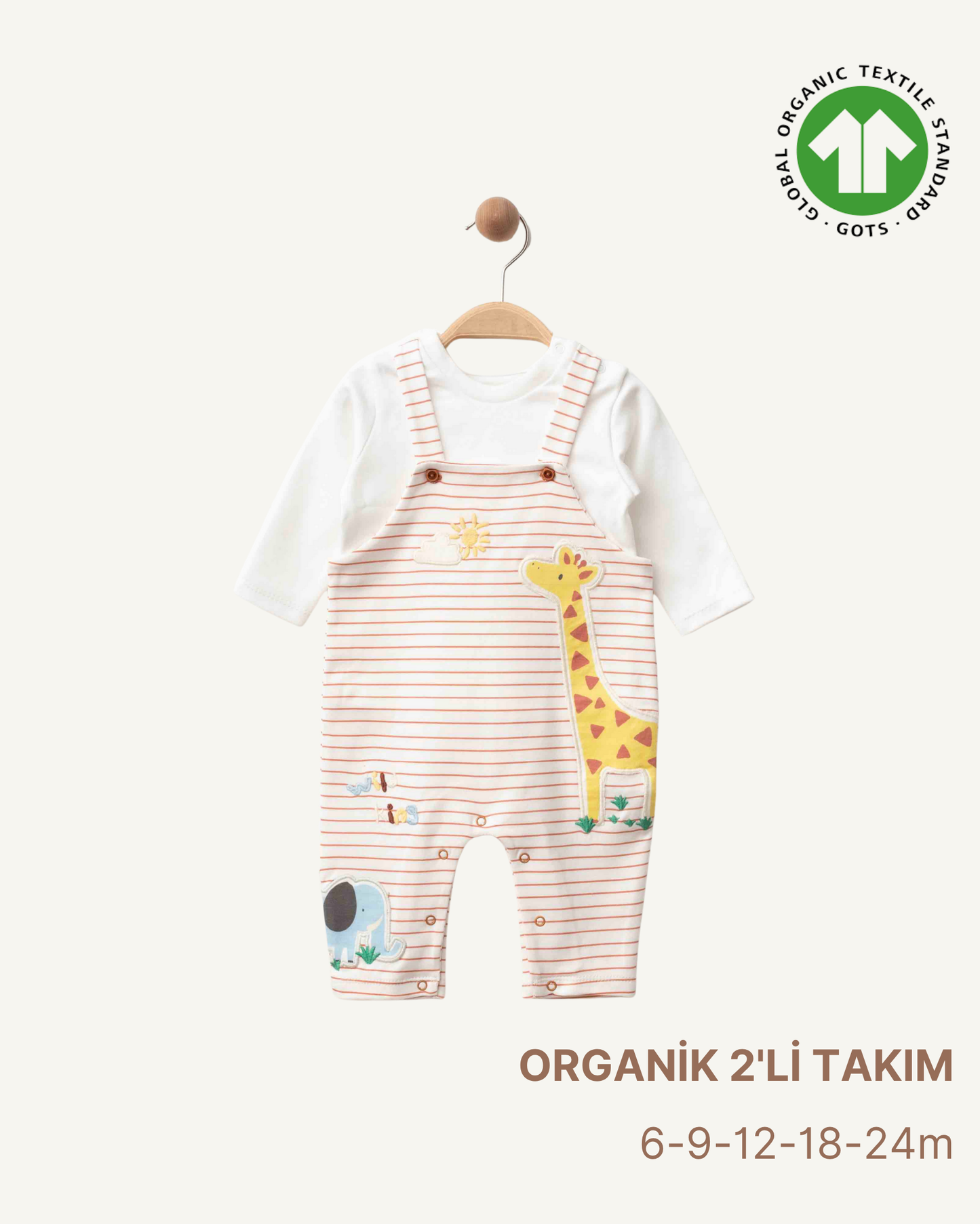 Zürafa Desenli Organik Salopet Takım (5'li Seri)